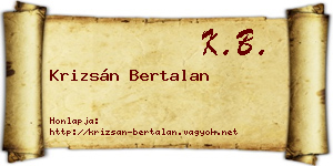 Krizsán Bertalan névjegykártya