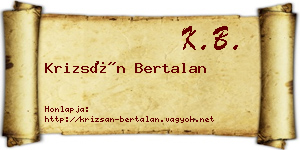 Krizsán Bertalan névjegykártya